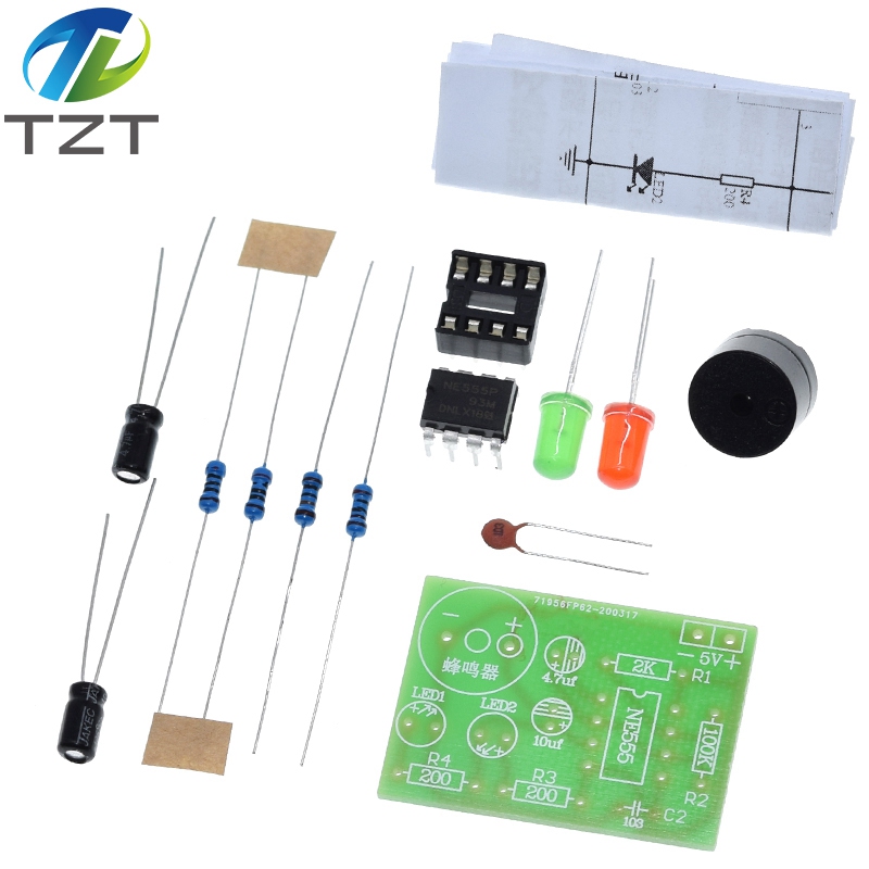 TZT NE555 Multivibrator Kit NE555P Steady-state Circuit Dual Flash LAMP DIY Training Maker Student Lab DIY Learing Kit for Arduino