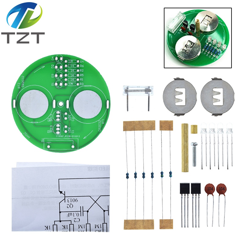 TZT Diy Electronic Kit LED Gyro DIY Welding Kit Rotating Lantern Inline Components Diy Electronic Sodering Project(No Battery)