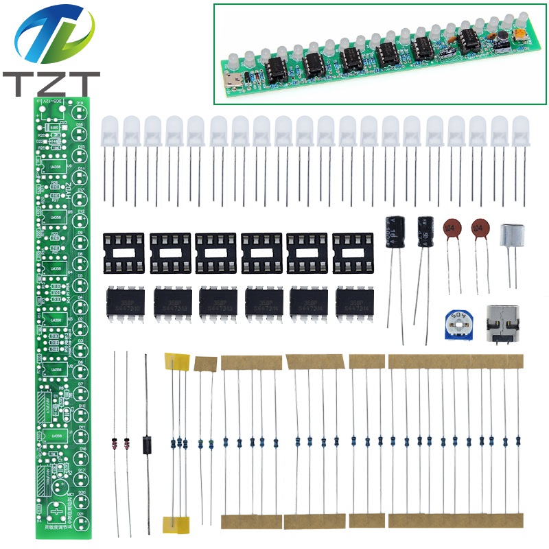 TZT USB audio spectrum lamp kit LED car volume level indicator music audio display circuit board to increase the hands-on ability