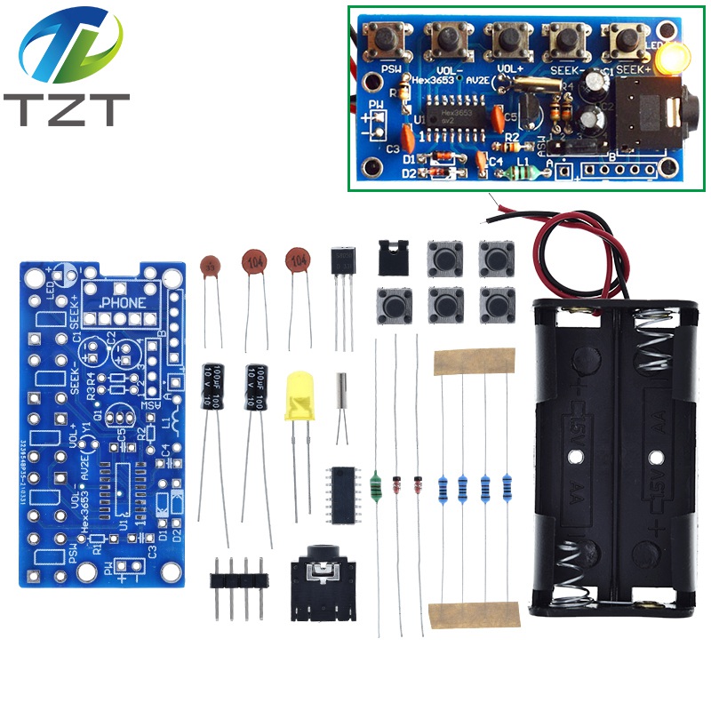 TZT DIY Electronic Kits Wireless Stereo FM Radio Receiver Module PCB 76MHz-108MHz DC 1.8V-3.6V