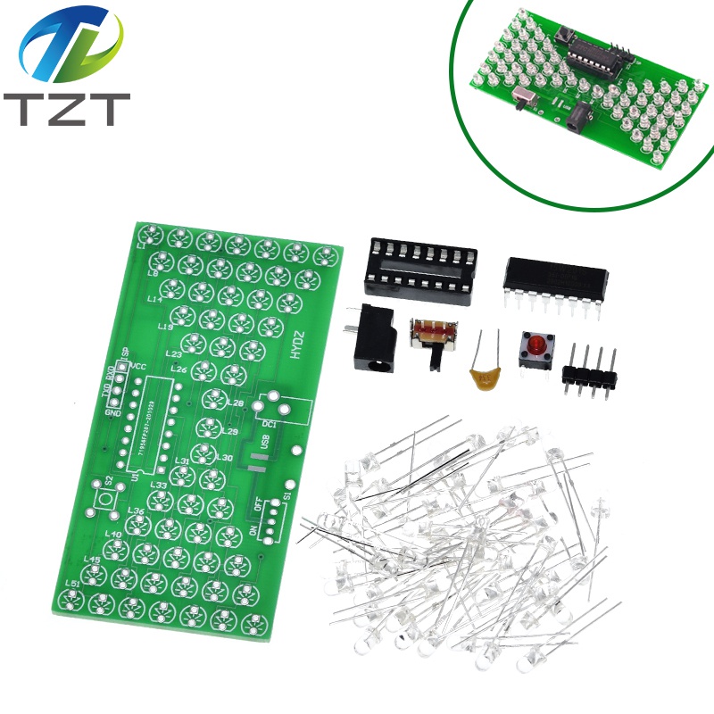 TZT 5V Electronic Hourglass DIY Kit Funny Electric Production Kits Precise With LED Lamps Double Layer PCB Board 84*40mm