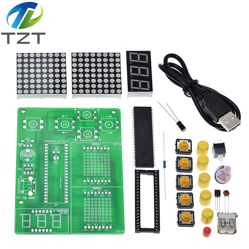 TZT DIY Game Board Kit 51 SCM Chip Retro Electronic Soldering Practice Console Maker Small Production student lab