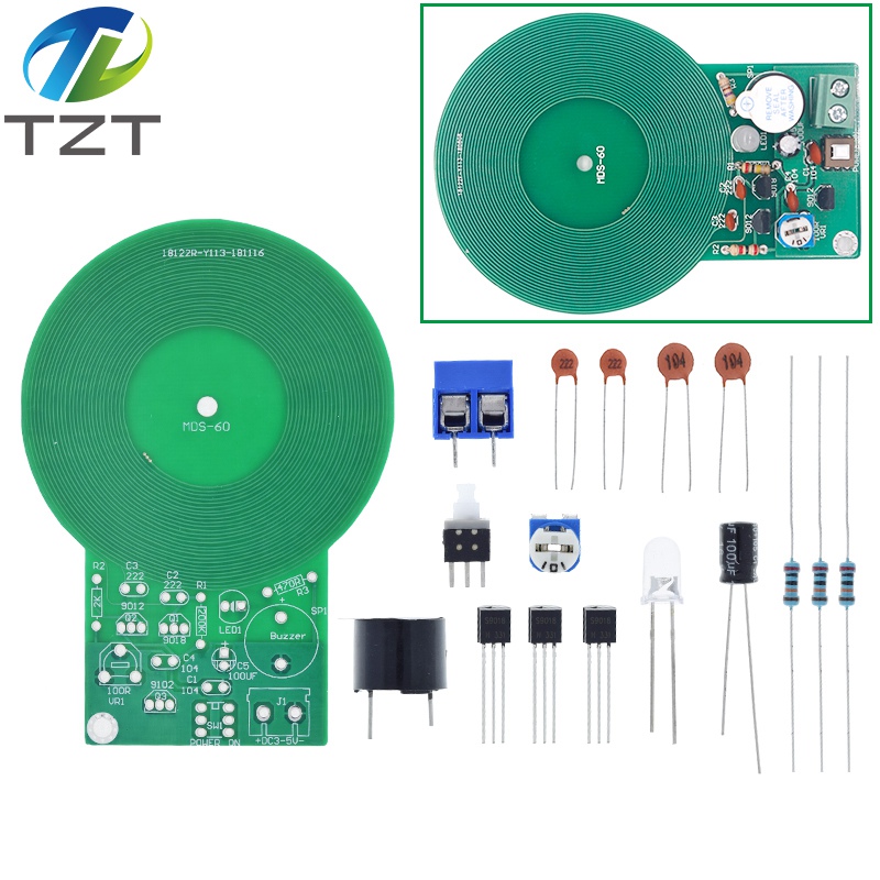 TZT Metal Detector Kit Electronic Kit DC 3V-5V 60mm Non-contact Sensor Board Module DIY Electronic Part Metal Detector DIY Kit