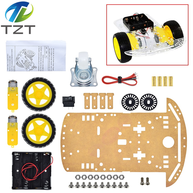 TZT New Motor Smart Robot Car Chassis Kit Speed Encoder Battery Box 2WD For Arduino Free Shipping