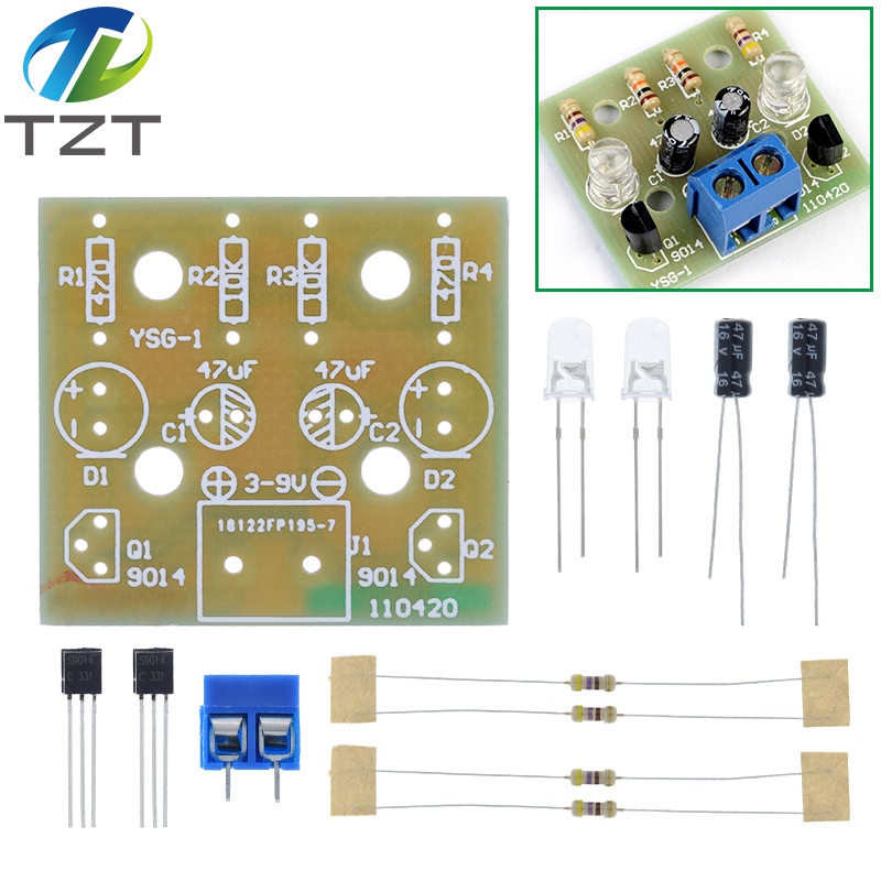 TZT Simple LED Flash DIY Kits Circuit Electronics DIY Electronic Suite 1.2mm Parts for Arduino Flash LED Kit Electronic DIY Kit