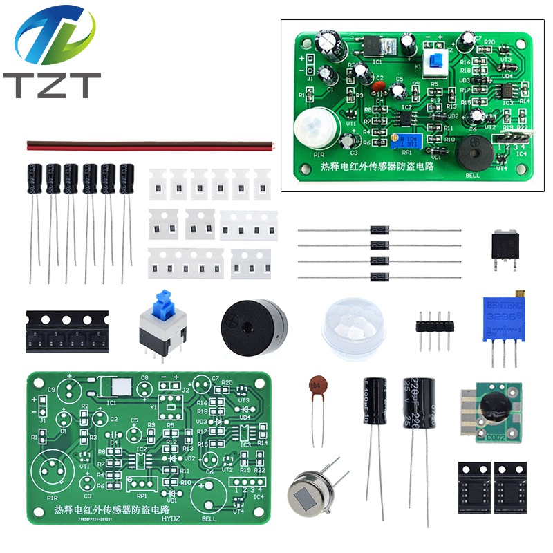 TZT Human body sensing IR pyroelectric infrared sensor anti-theft alarm electronic kit students electronic principle study HC-SR501