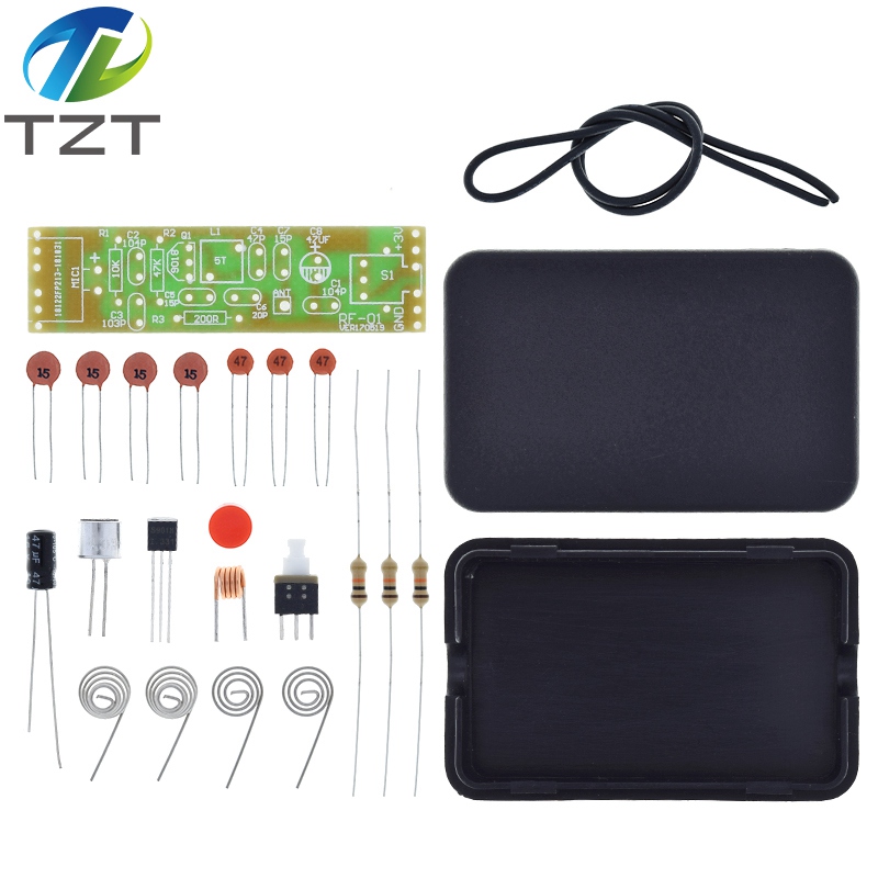 TZT FM Frequency Modulation Wireless Microphone Module 70-110MHz 1.5V Transmitter Board Parts Kits Electronic Suite + Shell DIY Kit