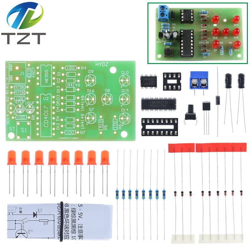 TZT Electronic Dice NE555 LED Module CD4017 DIY Kit 5mm Red LED 4.5-5V ICSK057A Electronic Module Fun Diy Electronic
