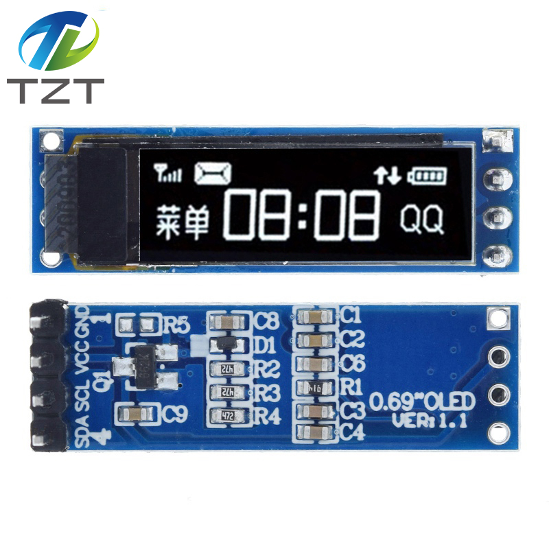 TZT 0.69 inch 96x16 OLED Display Module White Display 0.69