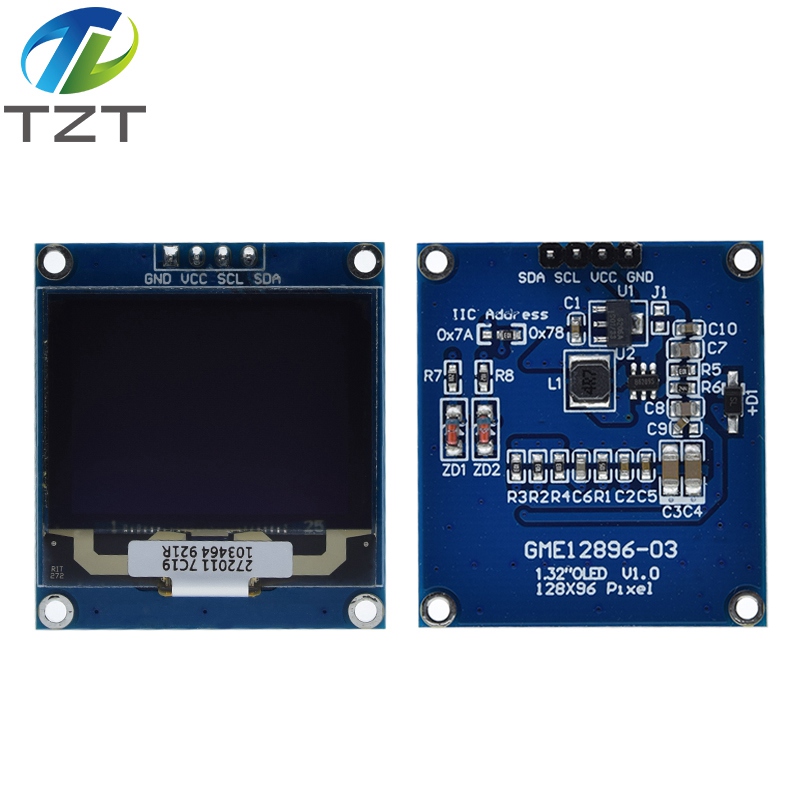 TZT 1.32 inch oled White 128x96 LCD ssd1327 driver with grayscale hd LCD module iic interface screen