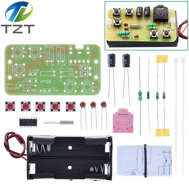 TZT 76-108MHz FM Stereo Radio DIY Kit Wireless FM Receiver Module Frequency Modulation Electronics Soldering Practice Project