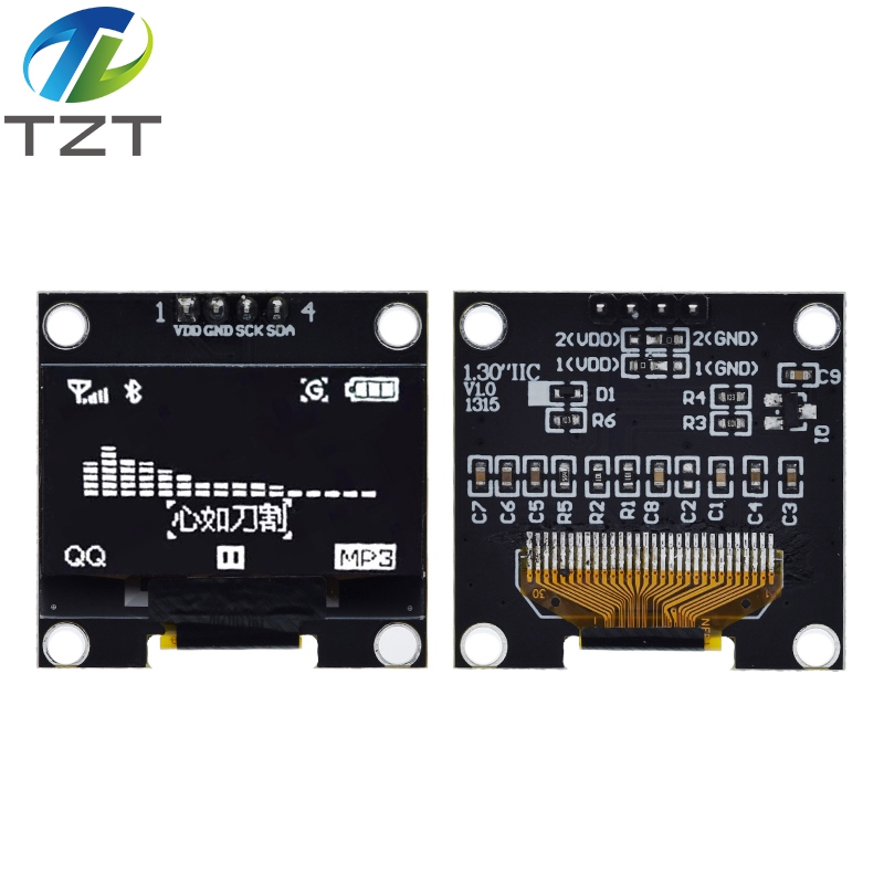 TZT 1.3 inch oled IIC Serial White OLED Display Module 128X64 I2C SSD1315 12864 LCD Screen Board VDD GND SCK SDA for Arduino Black