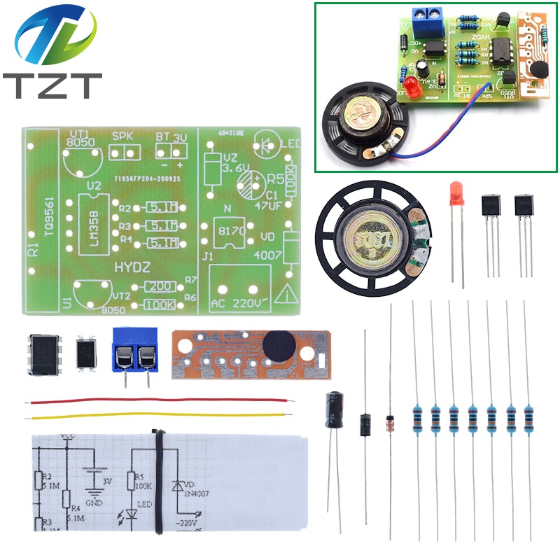 TZT Power Failure Sound And Light Alarm Kit DIY Electronic Production Parts PCB Board Circuit Board Sound Alarm For Arduino