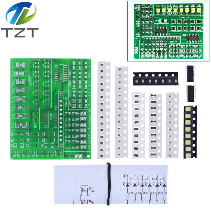 TZT Diy kit 15 color light controller kit 1801 SMD component welding practice board parts electronic production kit
