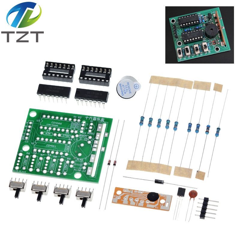 TZT 16 Music Sound Box BOX-16 Board 16-Tone Electronic Module DIY Kit Parts Components Soldering Practice Learning Kits for Arduino
