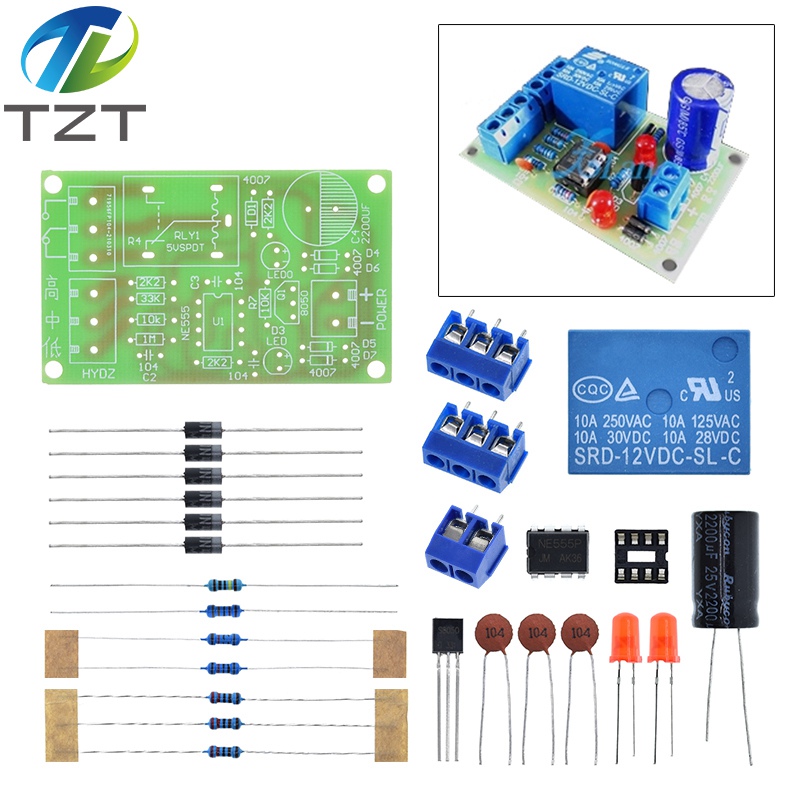 TZT NE555 Water Level Switch Controller Kit Water Level Sensor Automatic Pumping Module DIY Student Electronic Principles Training