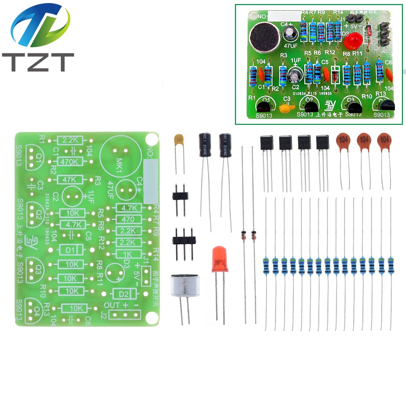 TZT Electronic Acoustic Clap Control Switch DIY Kit Sound Sensor Electronic Circuit DIY Suit Integrated PCB Module