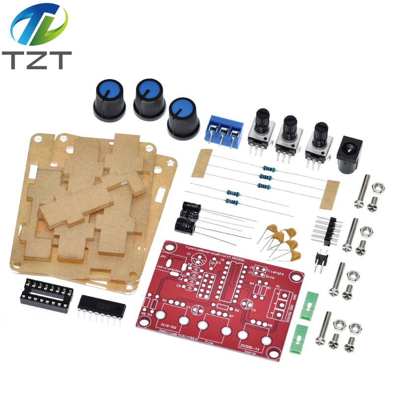 TZT Function Signal Generator DIY Kit Sine/Triangle/Square Output 1Hz-1MHz Signal Generator Adjustable Frequency Amplitude XR2206