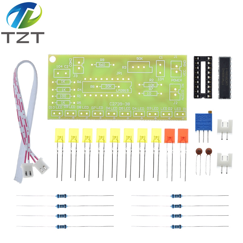 TZT Funny 10 Audio Level Indicator LM3915 DIY Kit Electronic Audio Indicator Suite