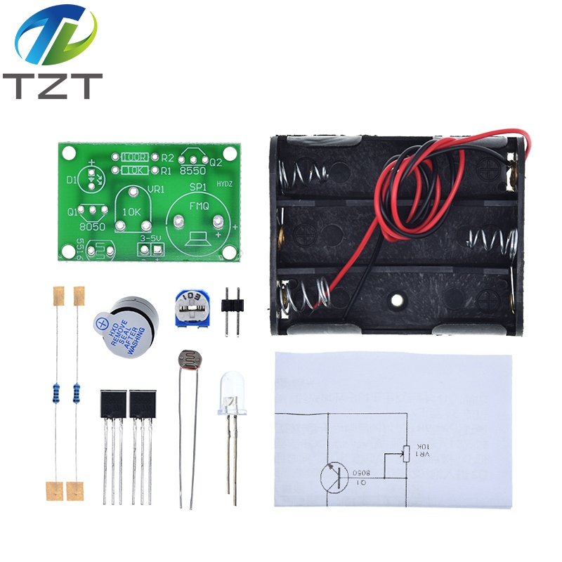 TZT Photosensitive Sound Light Alarm DIY Kit Electronic Production Invention Assembly Sound and Light Sensor Module Device Suite
