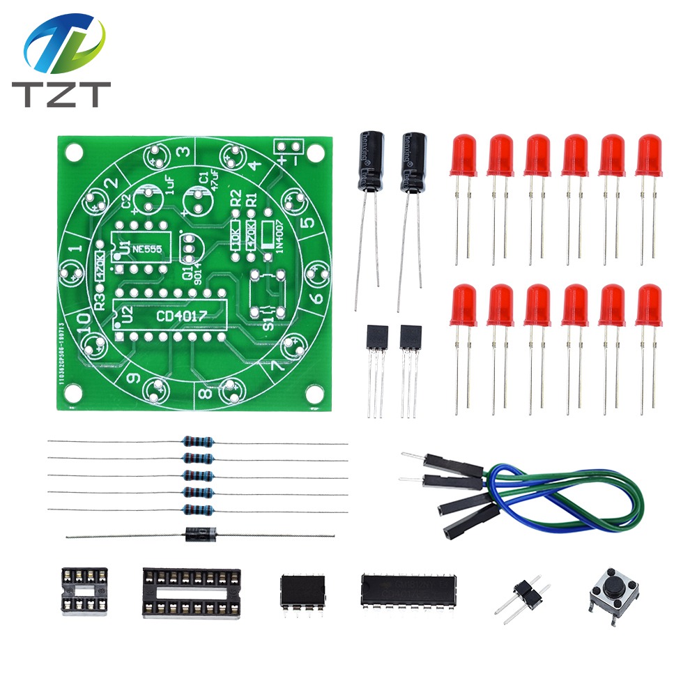 TZT Lucky Rotary Suite Electronic Suite Turntable CD4017 NE555 Self LED Light Kits Production Parts Module 3V 5V Pulse Generator DIY