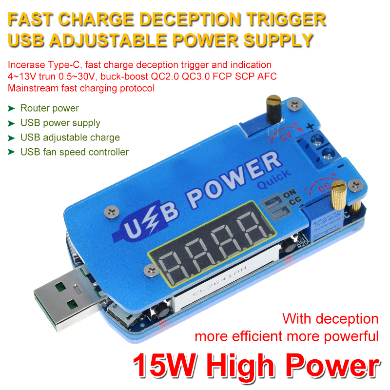 DP2F DC DC adjustable usb laboratory power supply DC 0.5-30V 15W voltage regulator QC2.0 QC3.0 AFC FCP Quick charge trigger