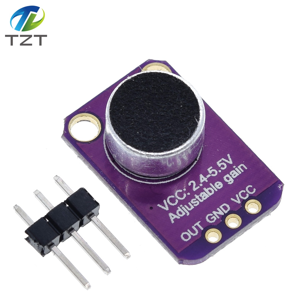 TZT GY-MAX4466 MAX4466 Electret Microphone Amplifier Module Adjustable Gain OUT GND VCC Amplifier Board 2.4-5V DC For Arduino