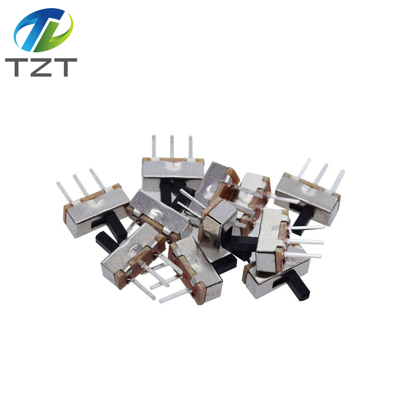 TZT 10PCS Interruptor on-off mini Slide Switch SS12D00 SS12D00G3 3pin 1P2T 2 Position High quality toggle switch Handle length:3MM