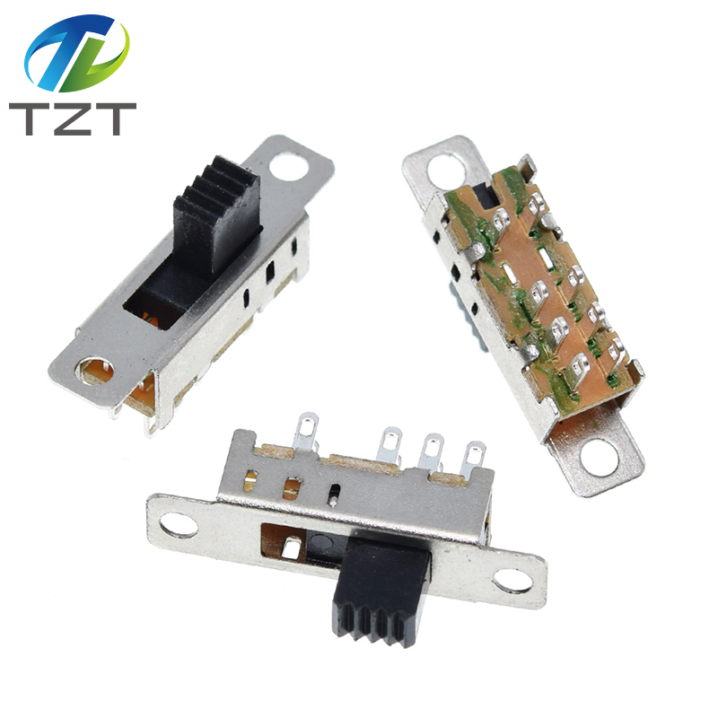 TZT 10Pcs SS23E04 Double Toggle Switch 8 Pins 3 files 2P3T DP3T Handle high 5mm small slide switch