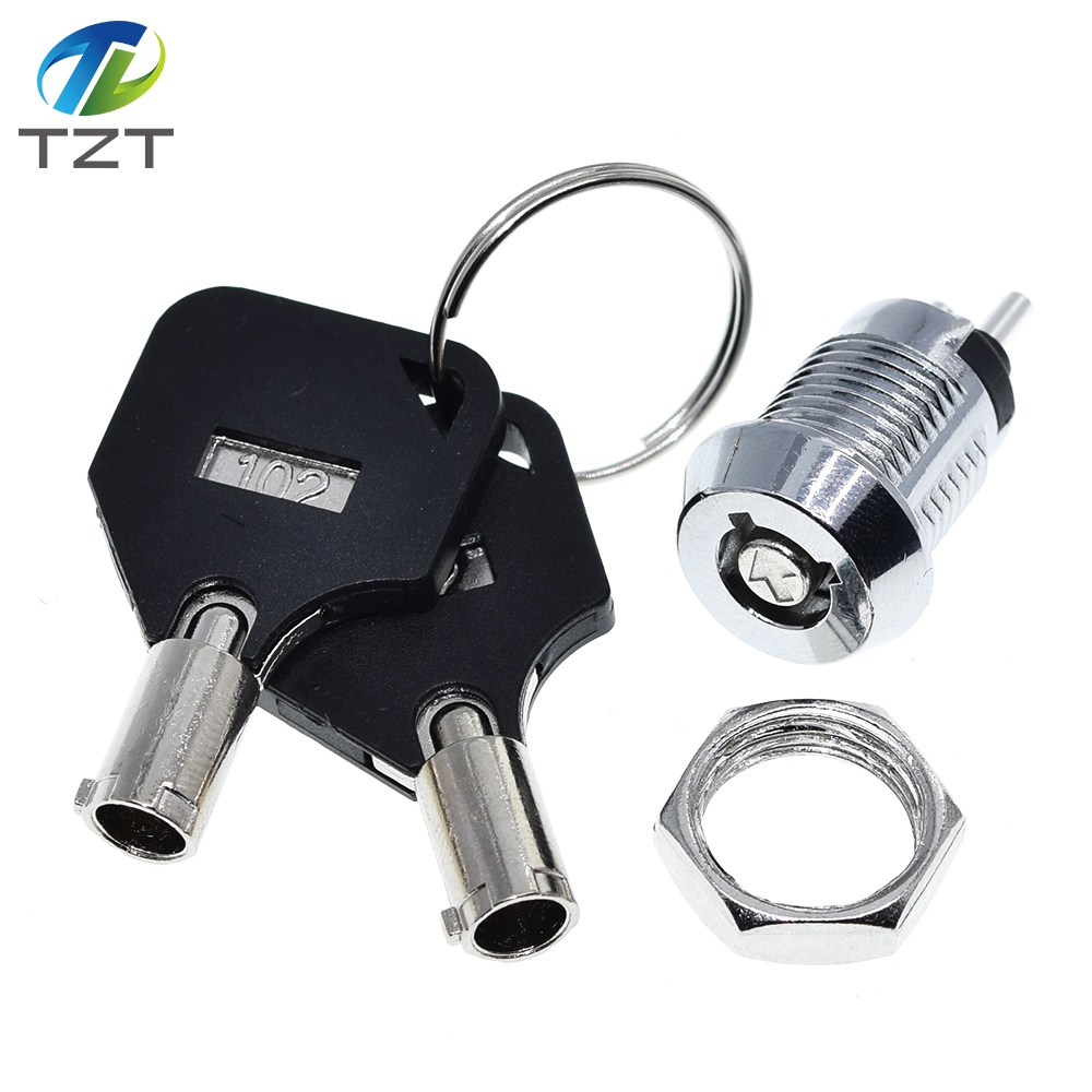 TZT 1PCS 12MM Stainless Steel Telephone Lock Electronic Lock Power Lock Key Switch S1201 Double Side Pull Out Type 0.5A250V AC 2Keys
