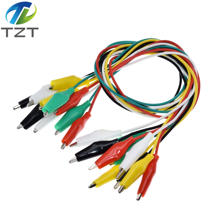 TZT 10PCS Alligator Clips 50CM Electrical DIY Test Leads Alligator Double-ended Crocodile Clips Roach Clip Test Jumper Wire
