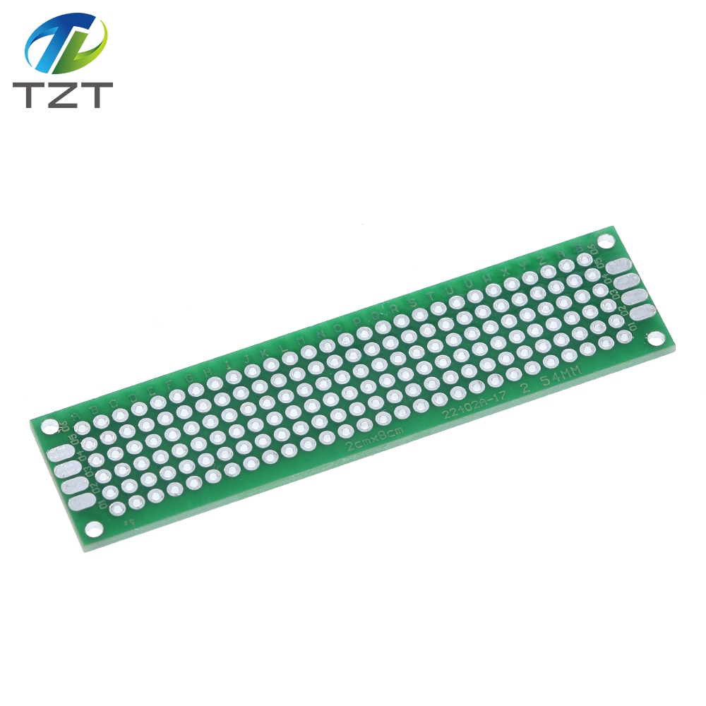 TZT 2x8 Double Side Copper Prototype PCB Universal Board Experimental Development Plate Green