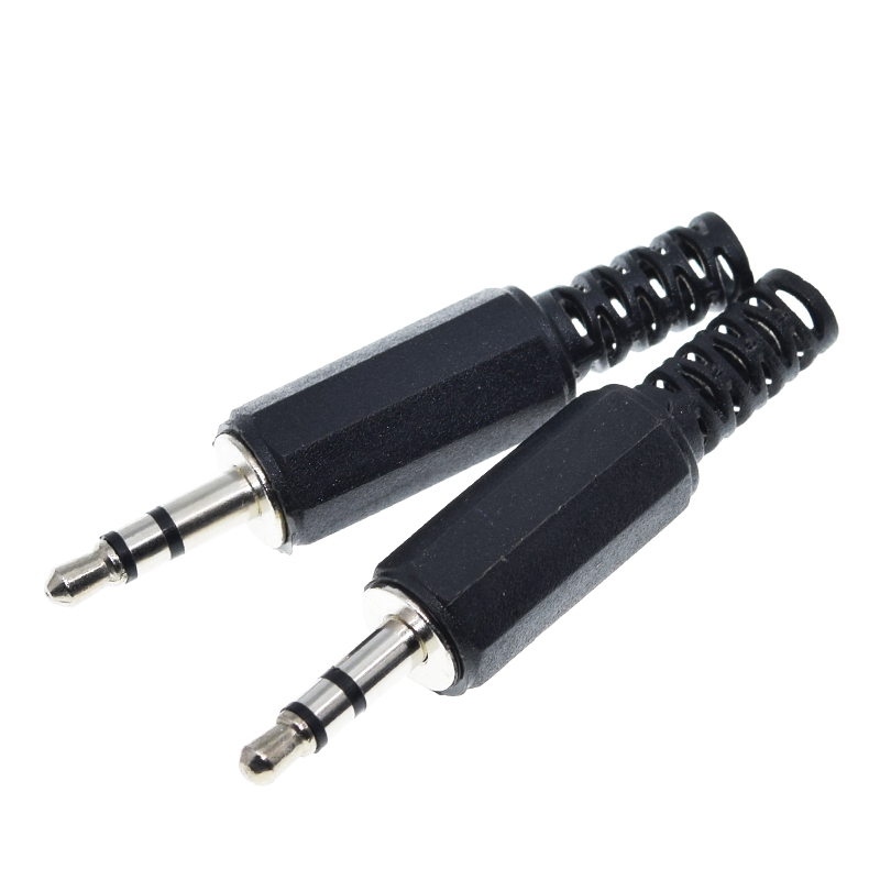 10pcs Black Plastic Pure Copper Conductor Housing Audio Jack Plug Headphone Stereo 3.5mm Male Adapter