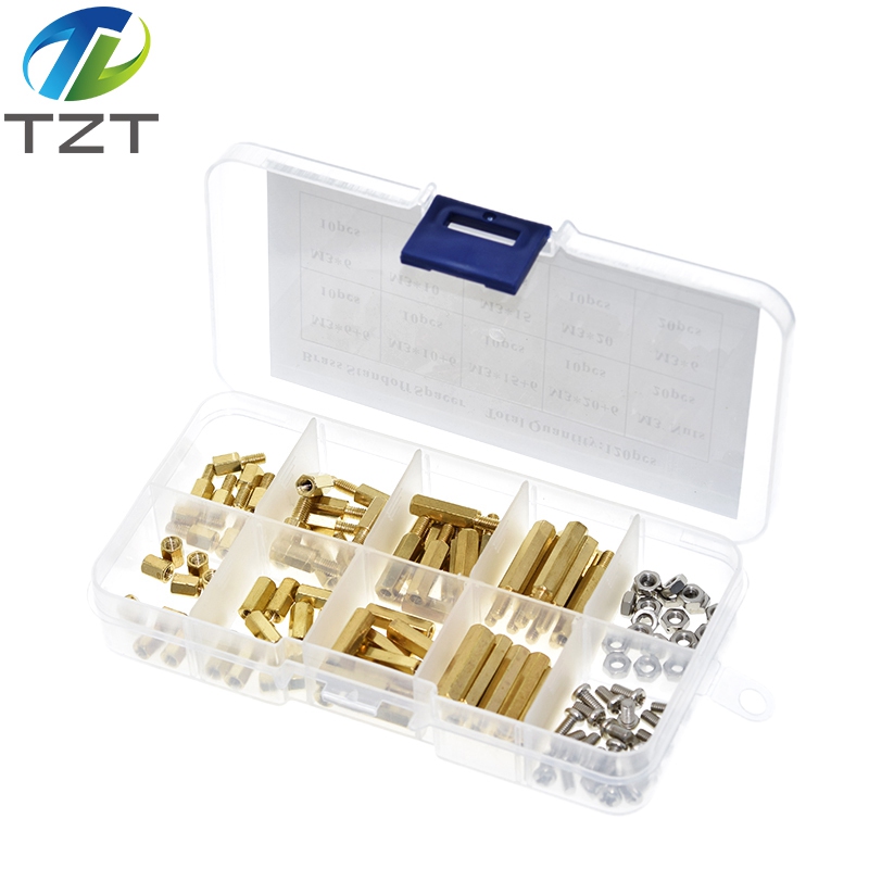 120Pcs M3 Brass Standoff Spacer PCB Board Hex Screws Nut Assortment Kit Female-Female Spacers Male-Female Spacers