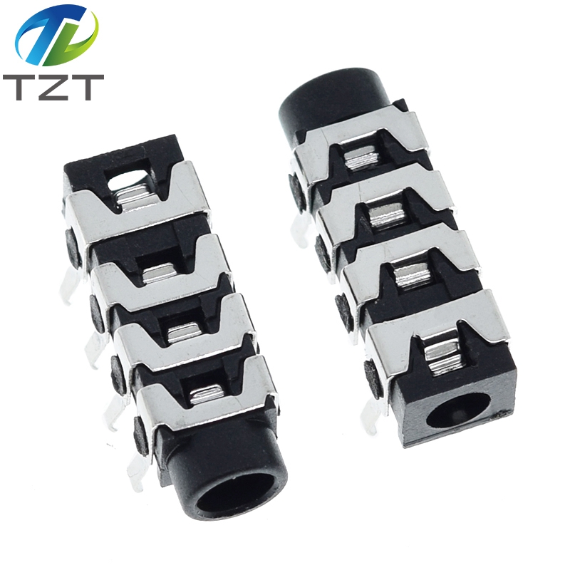 10pcs PJ-313B PJ313B Phone Jack 3.5mm 6 Contacts 4 Conductors Stereo Audio Socket Through Hole Right Angle 4 Poles Audio Plug