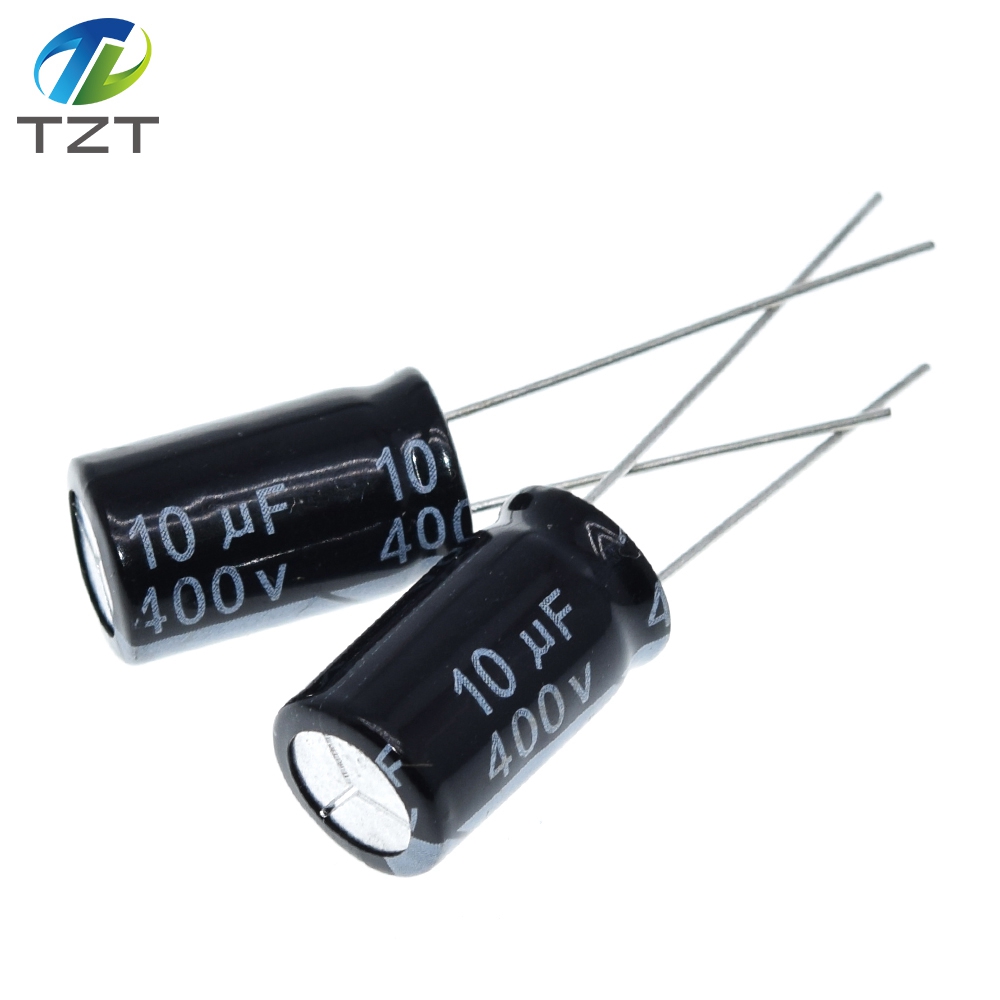 TZT 10PCS Higt quality 400V10UF 10*17mm 10UF 400V 10*17 Electrolytic capacitor