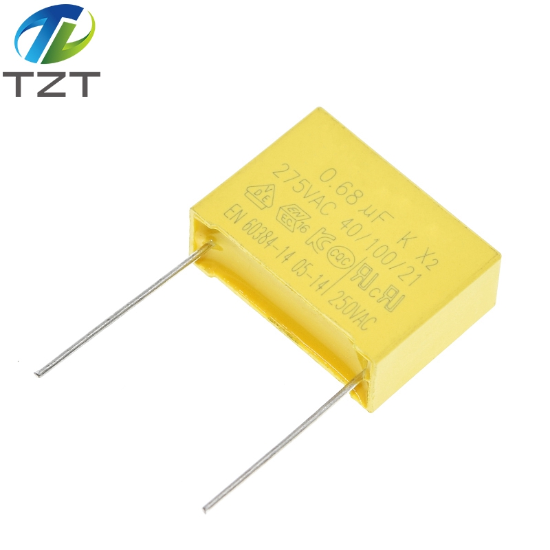 TZT 10pcs 0.68uF capacitor X2 capacitor 275VAC 680NF Pitch 22mm X2 Polypropylene film capacitor 0.68uF