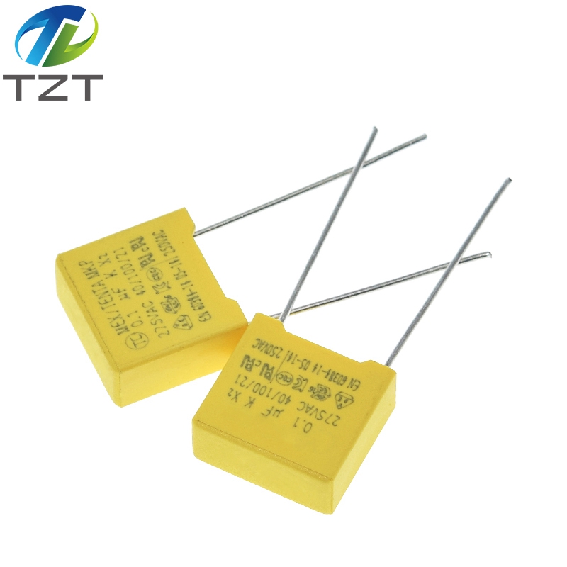 TZT 10PCS safety cap 275V104K 10MM Polypropylene film 275V 104K 0.1uf X2 safety capacitor 275VAC capacitors 275V104 capacitance