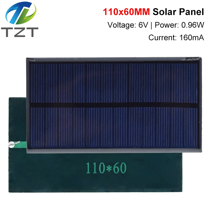 6V 160mA 0.96W Solar Panel 110X60MM Standard Epoxy Polycrystalline Silicon DIY Battery Power Charge Module Mini Solar Cell toy