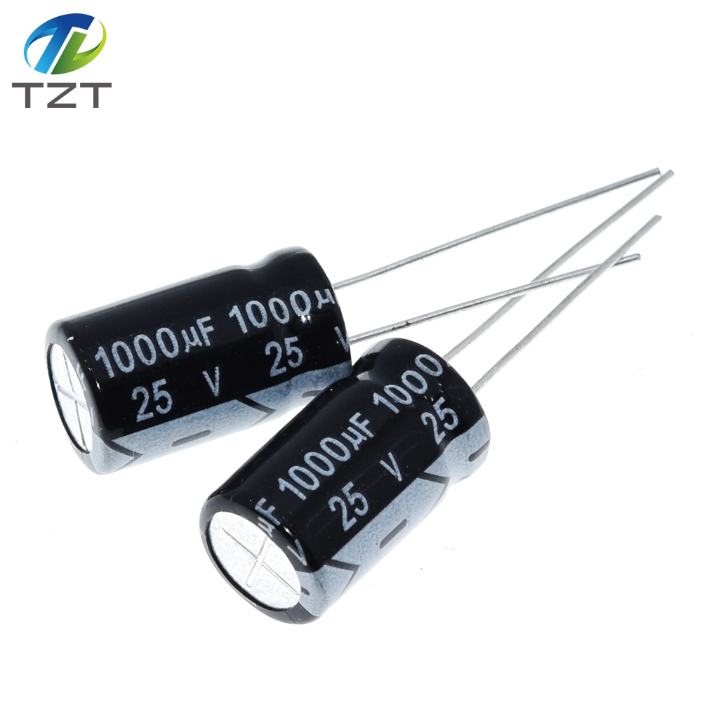 TZT 10PCS Electrolytic capacitors 25V 1000UF 1000UF/25V 10 * 17MM