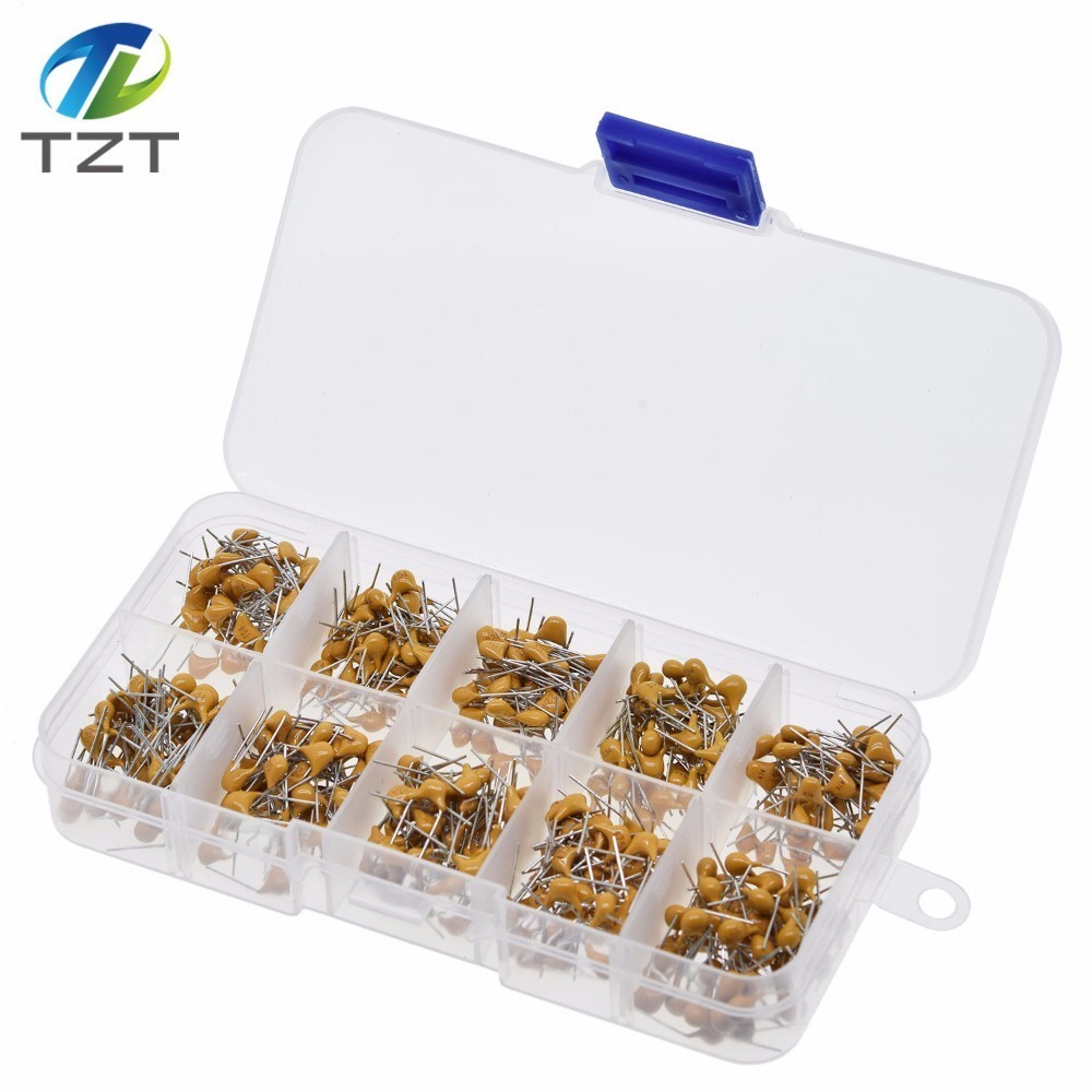 TZT 500pcs/lot 10Values*50pcs 0.1uF-10uF(104~106) 50V Multilayer Ceramic Capacitors Assorted Kit Assortment Set with Storage Box