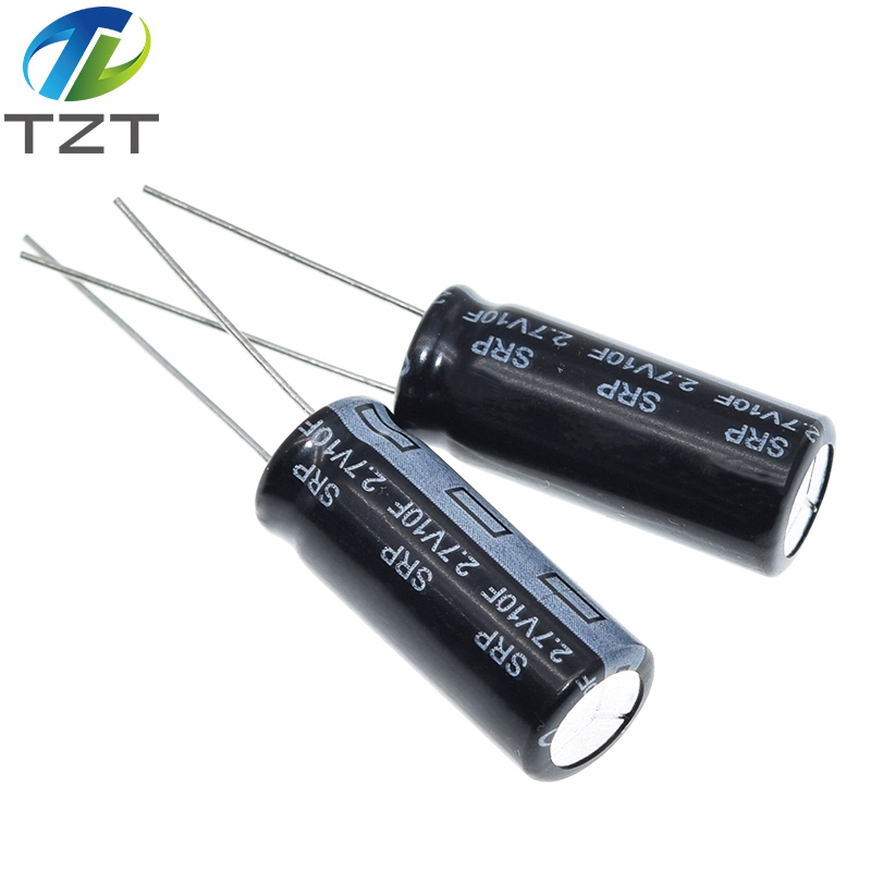 TZT 5pcs 2.7V 10F Cylindrical Ultra Super Farad Capacitor High Power Supercap 10x26mm