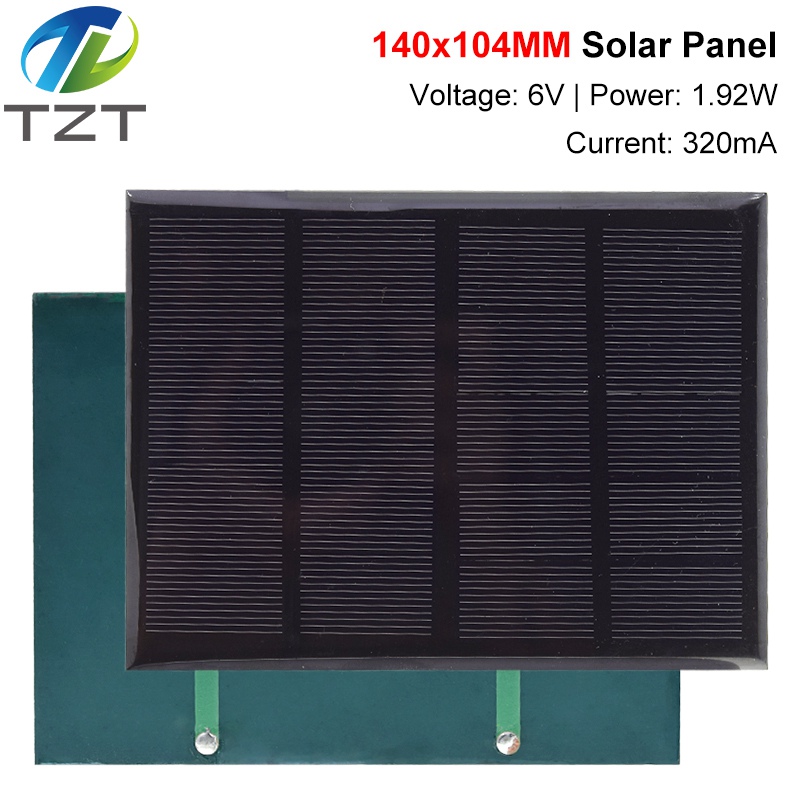 TZT 6V 320mA 1.92W Solar Panel Polycrystalline 140*104MM Mini Sunpower Solar System DIY for Battery Cell Phone Charger