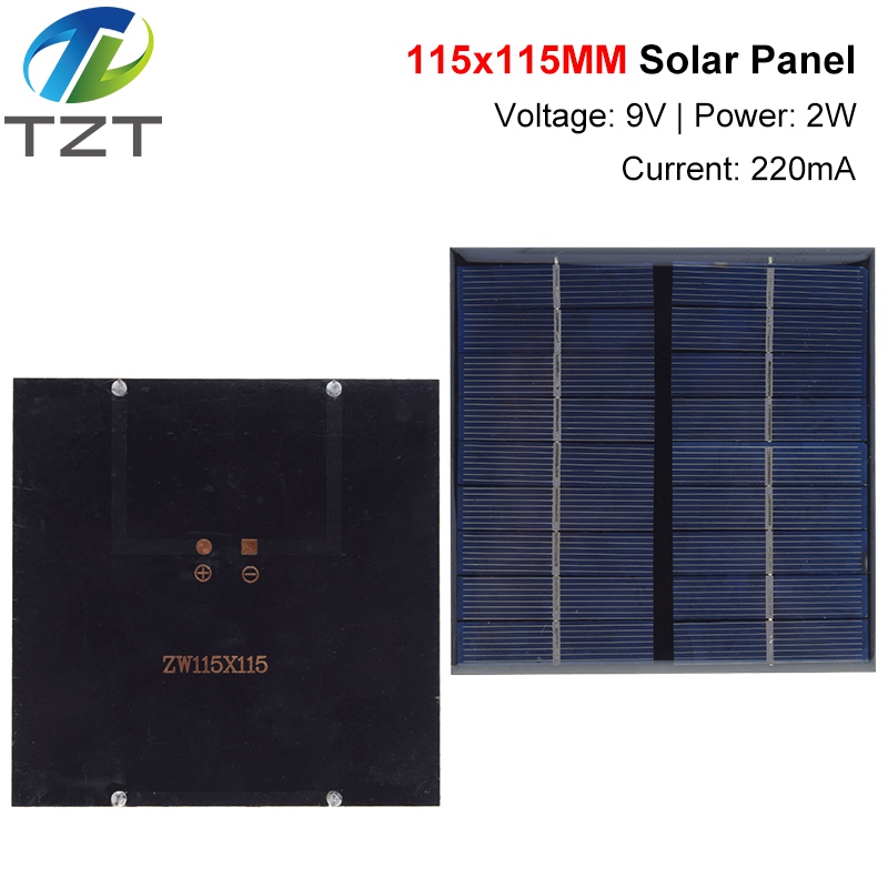 9V 2W 220MA Solar Panel 115X115MM Mini Solar System DIY For Battery Cell Phone Chargers Portable Solar Cell