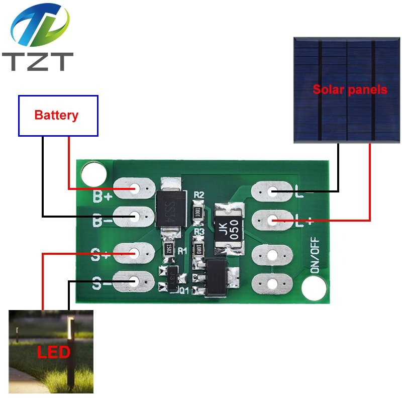 TZT Automatic Solar Panel Battery Charger Board Night Light LED Lamp Control Switch Battery Charger Charging Controller Module