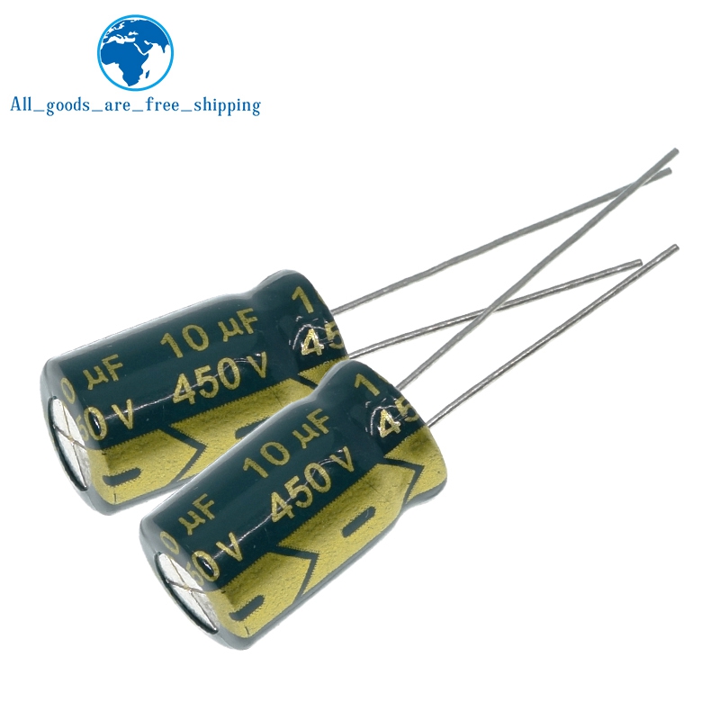 TZT Aluminum electrolytic capacitor 10 uF 450 V 10 * 17 mm frekuensi tinggi Radial Electrolytic kapasitor