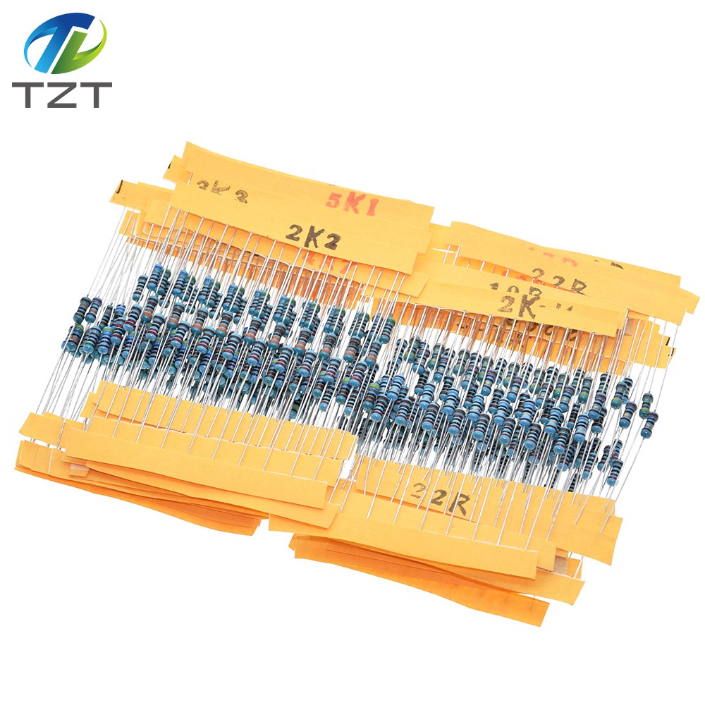 TZT 300PCS/LOT 1/4W Metal Film Resistor Kit 1% Resistor Assorted Kit Set 10 -1M Ohm Resistance Pack 30 Values each 10 pcs