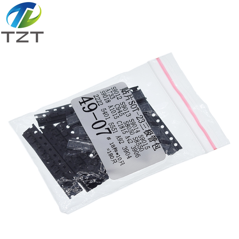 TZT Transistor Assorted Kit (SOT-23) 18kinds*10pcs=180pcs 2N2222 S9013 S9014 S9015 S9018 S8050 S8550 5551 5401 2N3904 2N3906