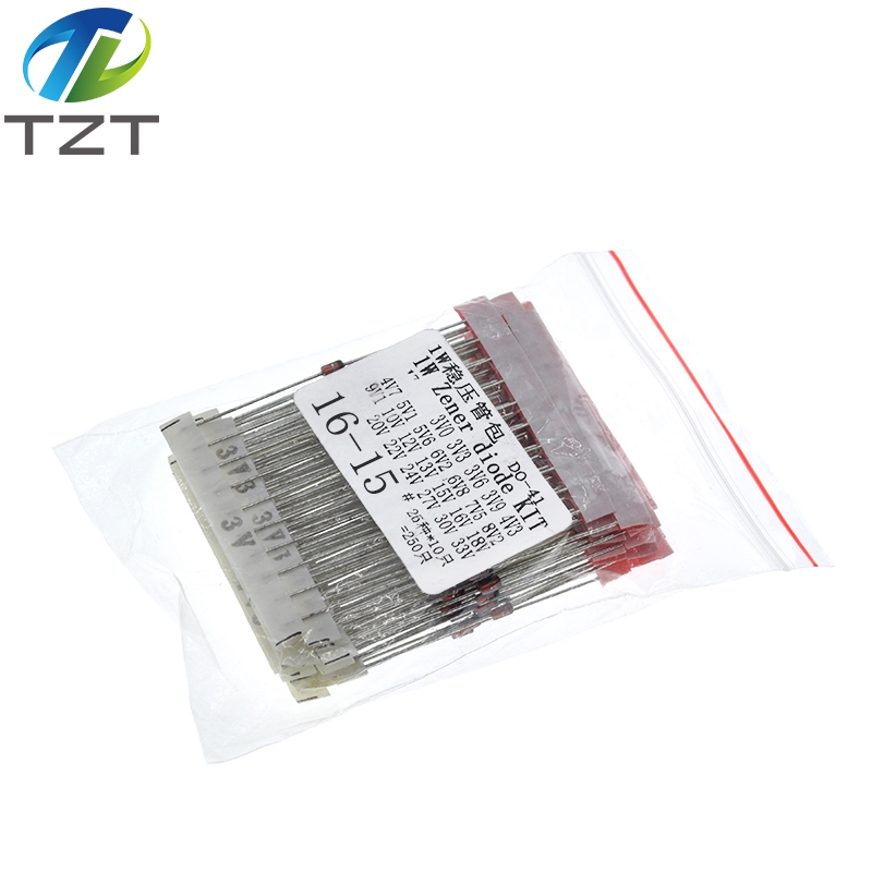 TZT 1W (3V to 33V) 250 Pcs 25 Values 1W Zener Diode Assorted kit Assortment Set New