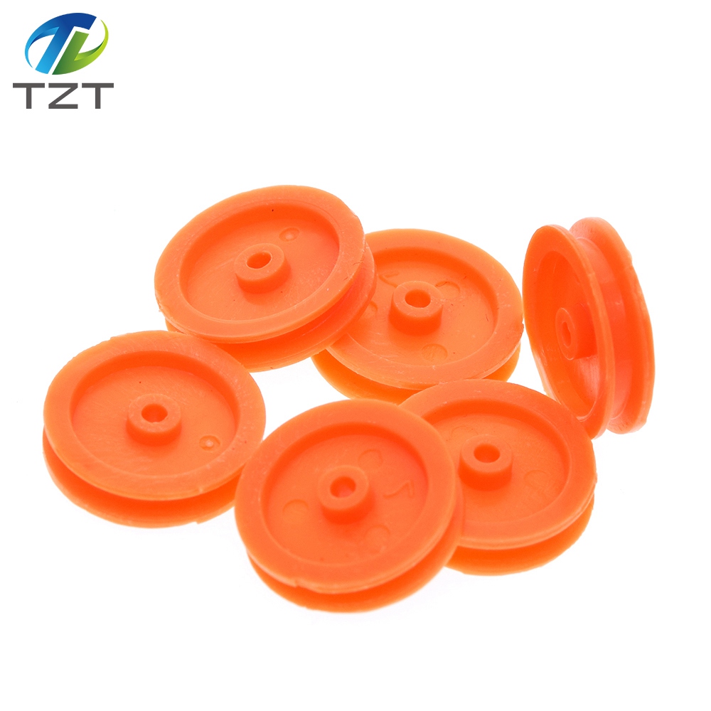 TZT 10pcs J347Y 2*17mm Yellow Plastic Model Belt Pulley DIY Micro Motor Transmission Parts Gear Box Mating Parts